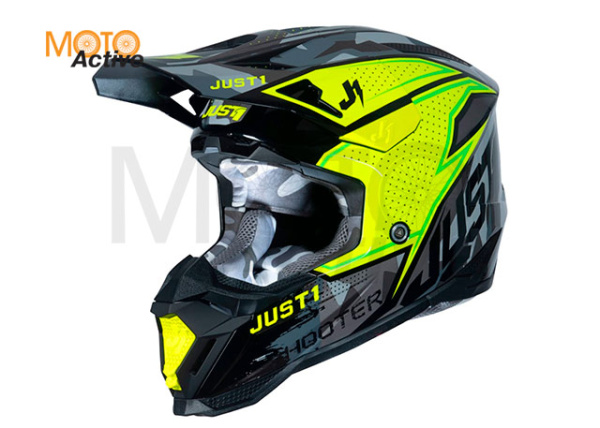 Шлем кроссовый JUST1 J40 SHOOTER (Hi-Vis зеленый глянцевый)